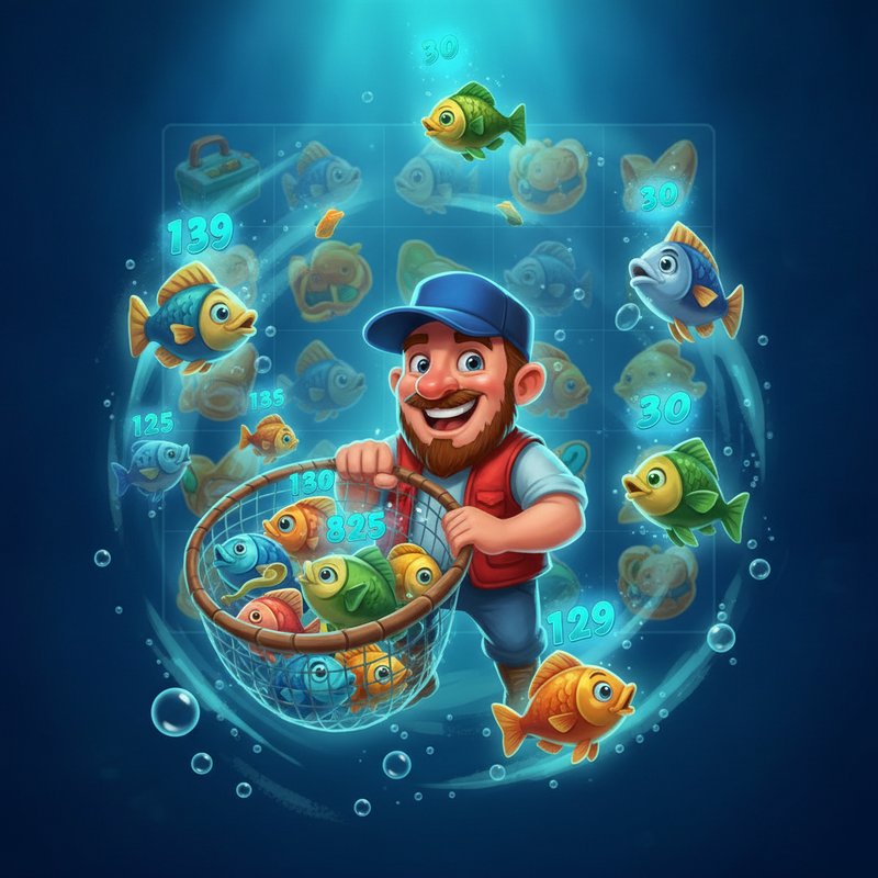 Fishin Frenzy free spins round with fisherman wild collecting fish prize values on screen